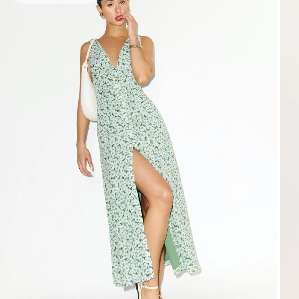 Reformation Ceara Dress Green - Size 8